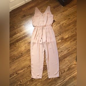 Blush nude colored sleeveless jumpsuit